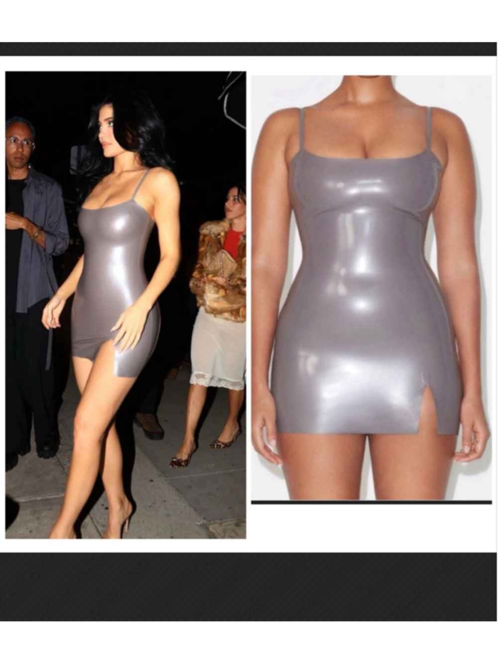 RARE KHY Kylie Jenner Poster Girl Latex Mini Dress Silver- Size Medium